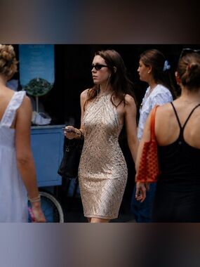 Gold Sequin Sheath Dress